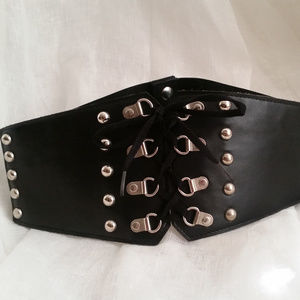 ❤Silver Studded Rock Chick Lace-up Corset Belt